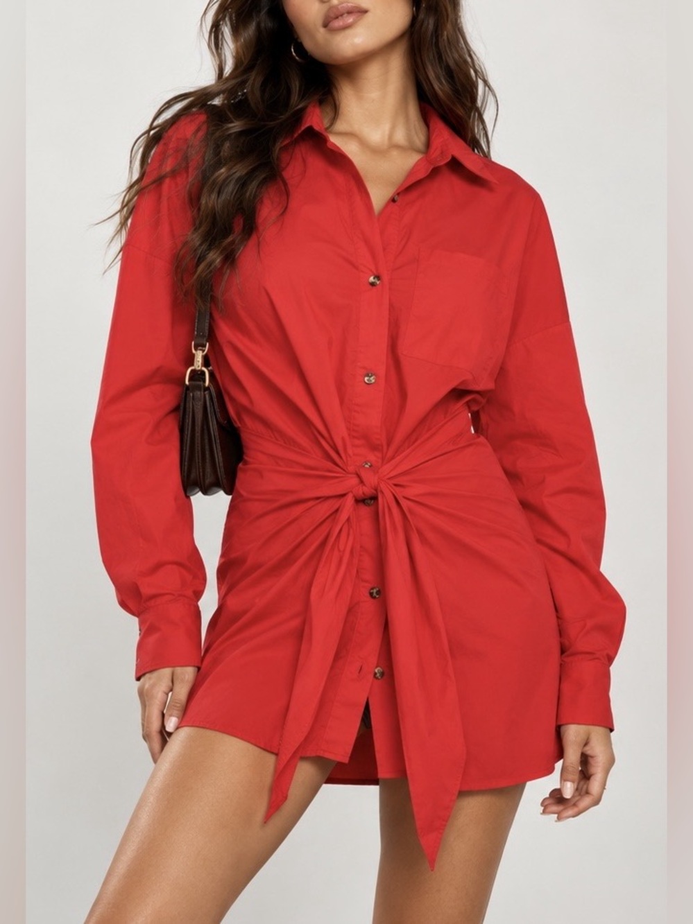 Red Mini Shirt Dress